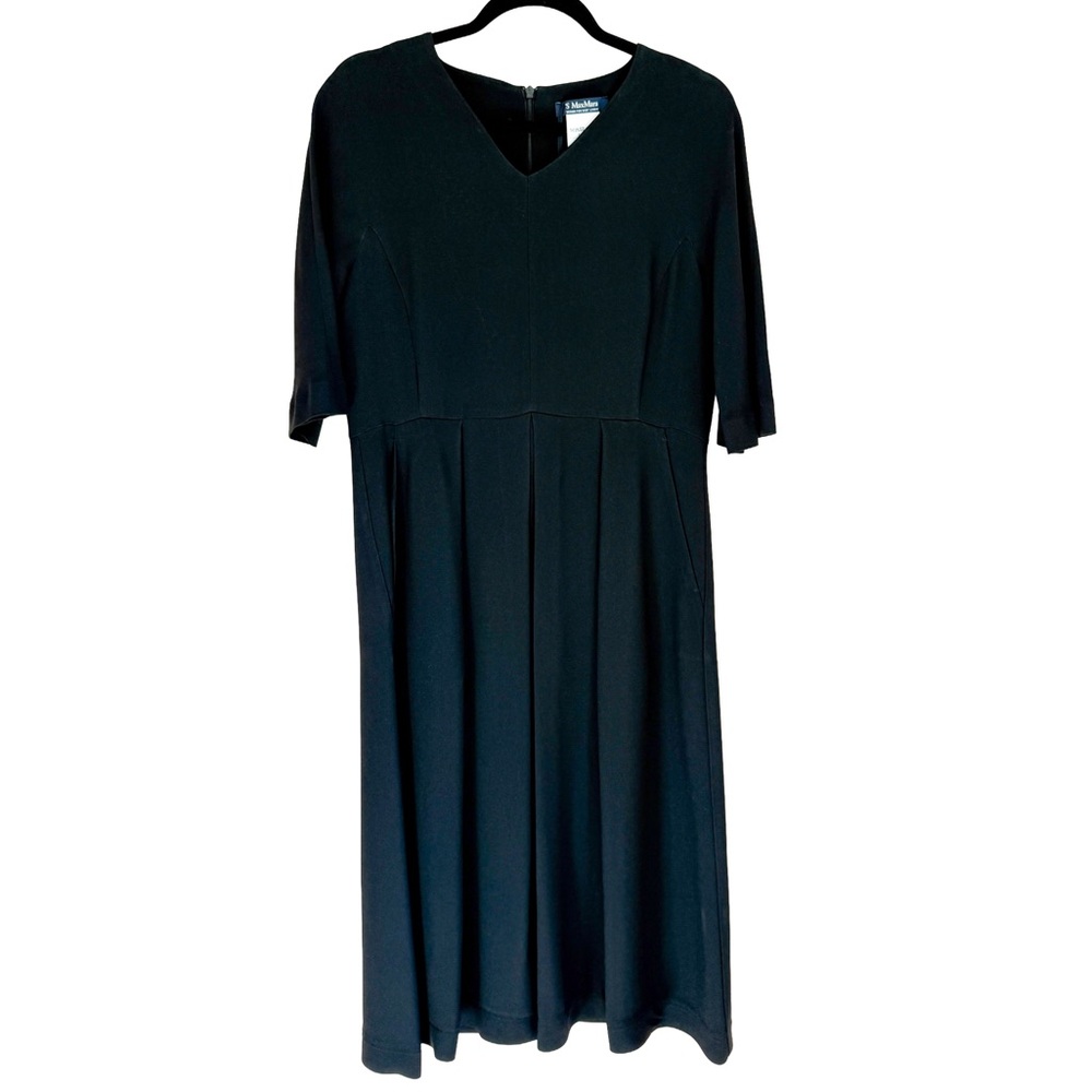 MaxMara Classic Black Mid Sleeve Dress with Pockets - NWT originally $795